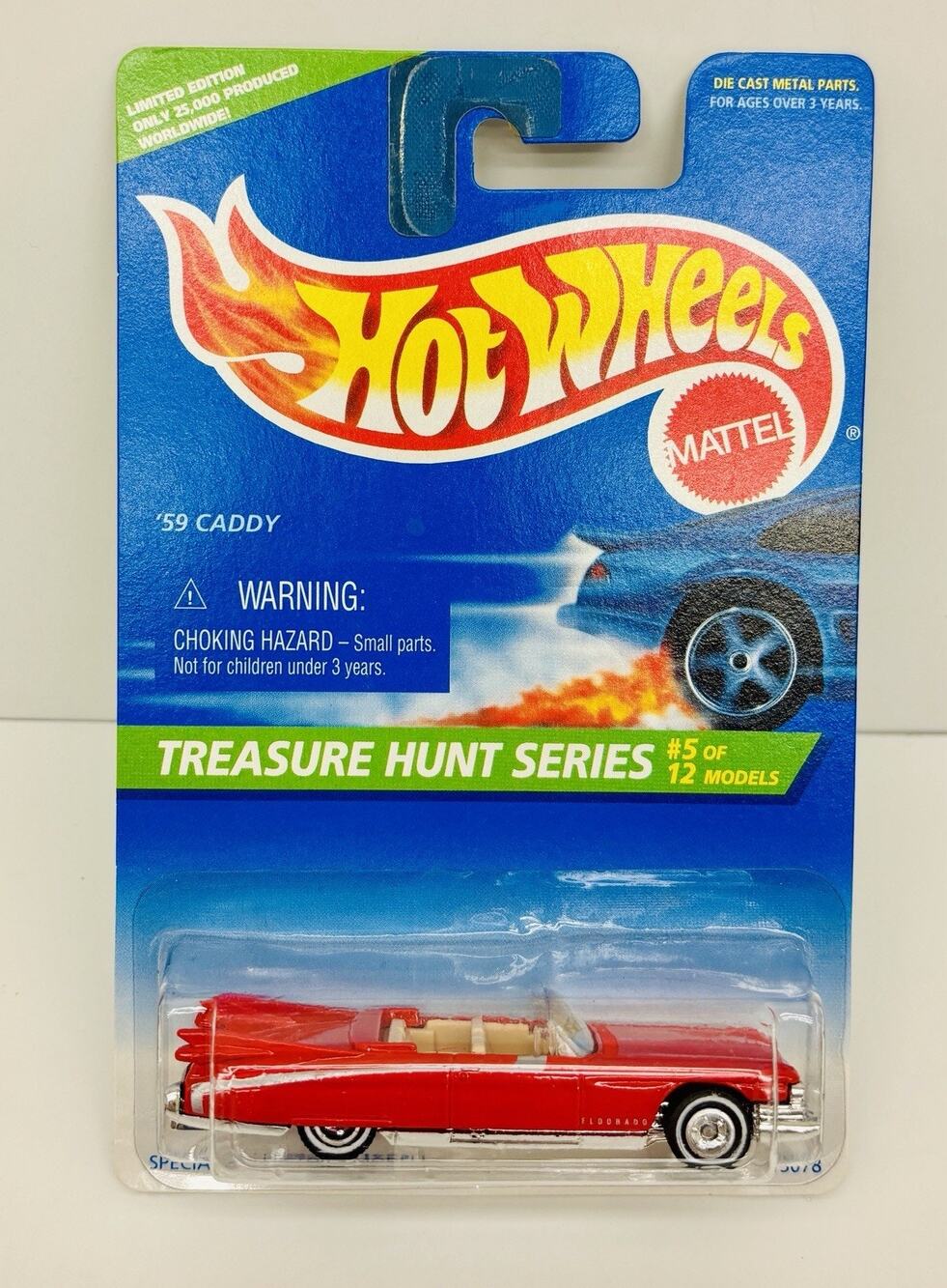 Hot Wheels '59 Caddy Cadillac Red 1996 Treasure Hunt Series 5 of 12 w/ Protector